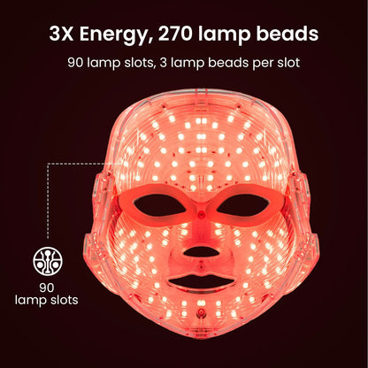 7-Color Facial Light Mask for Home Skincare – Rechargeable LED Beauty Device with 270 LEDs, One-Touch Control & Auto-Timer (Black with Gold Trim)   | Other Colors Available in Store - Image 4