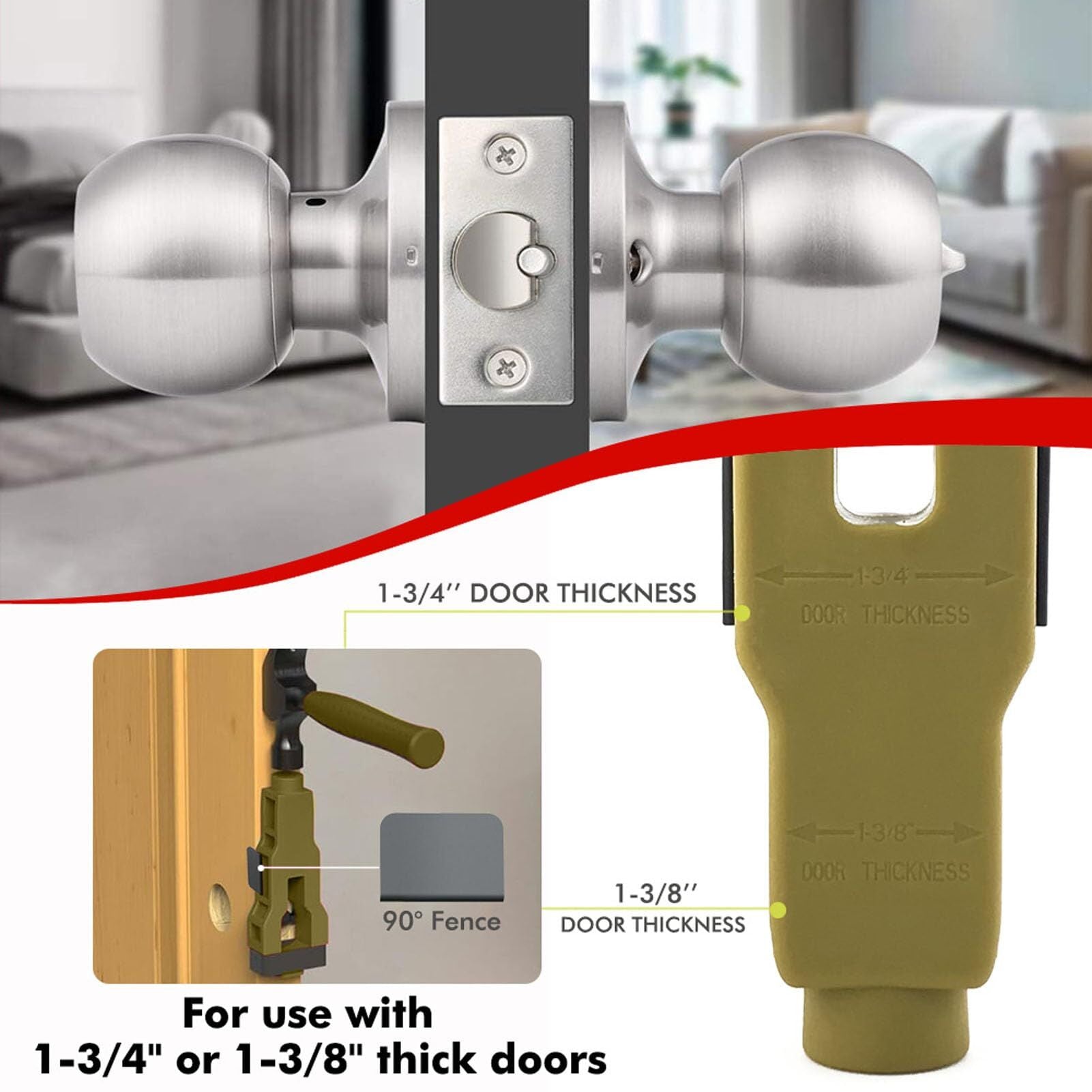 Green Door Latch Mortise Tool – Professional Stainless Steel & ABS Installation Kit for 1-3/4" or 1-3/8" Doors | Accurate Cutting Template with Anti-Slip Handle - Image 5