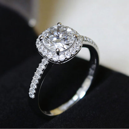 Elegant Square Moissanite Ring – 1 Carat Halo Design in S925 Sterling Silver | Adjustable Band for Women | Perfect Gift for Birthday, Anniversary or Everyday Elegance - Image 2