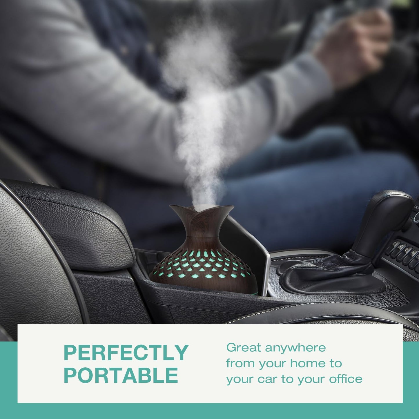 Portable USB Humidifier with 7-Color LED Night Light – Wood Grain Flower Design, Quiet Cool Mist Diffuser for Home, Office & Car (Lightwood) - Image 5