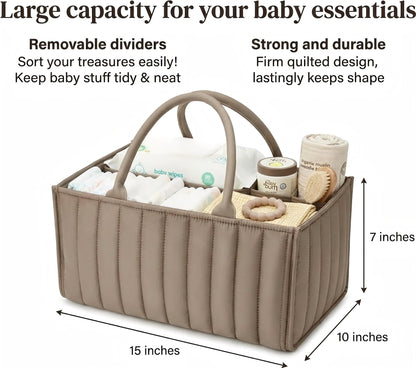 Large Baby Diaper Caddy Organizer – Stylish Storage Basket for Nursery, Changing Table & Travel – Portable Urn for Diapers, Wipes, Toys & Essentials (Brown) - Image 7