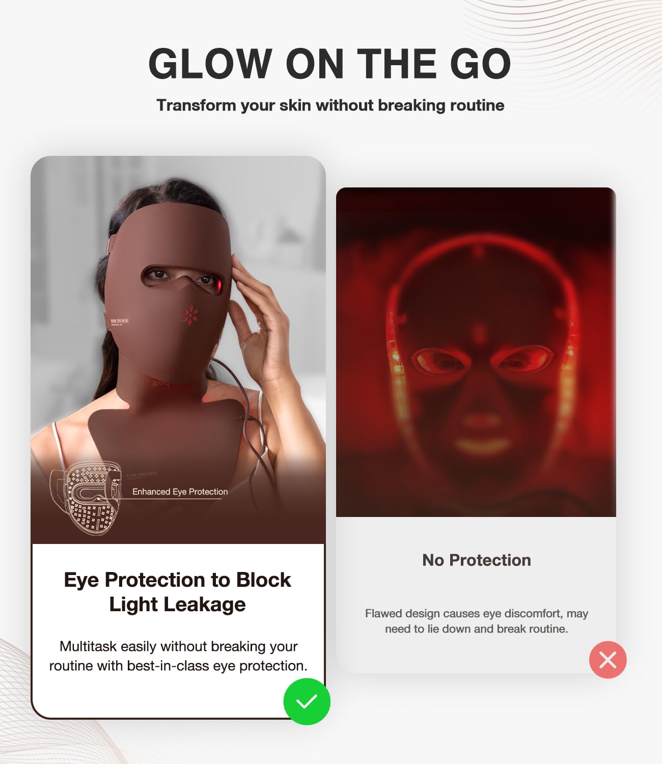 High-Performance 3D LED Beauty Mask – 4 Light Modes, 328 LEDs, Wireless Operation, Adjustable Timer, Lightweight & Flexible Fit – Reveal Radiant Skin (Brown) - Image 6