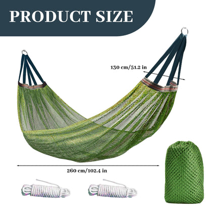 Outdoor Nylon Hammock with Tree Straps – Portable Mesh Hanging Bed for Camping, Beach, Garden, Lightweight & Durable Swing Chair (Green) - Image 2