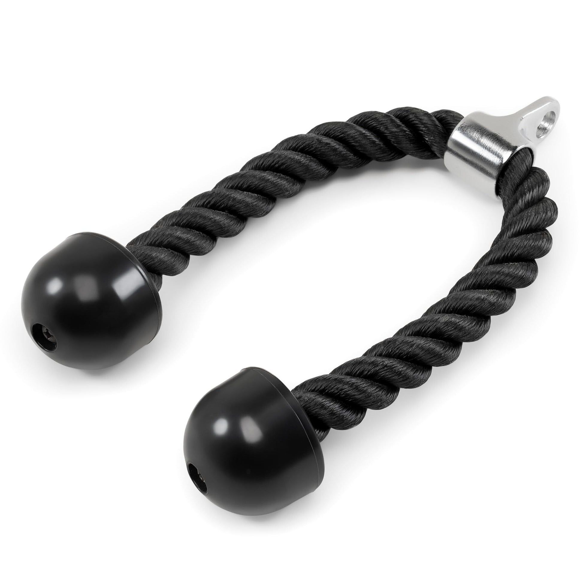 Heavy-Duty Dual-Handle Triceps Rope for Cable Machine – Braided Nylon Fitness Attachment with Rubber Ends (Black)