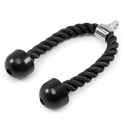 Heavy-Duty Dual-Handle Triceps Rope for Cable Machine – Braided Nylon Fitness Attachment with Rubber Ends (Black)