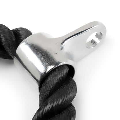 Heavy-Duty Dual-Handle Triceps Rope for Cable Machine – Braided Nylon Fitness Attachment with Rubber Ends (Black) - Image 7