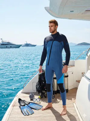 Men's 3mm Full Wetsuit for Surfing Diving & Cold Water Swimming – Front-Zip Neoprene Suit with UV Protection and Flexible Fit(Blue,L)  | Other Colors Available in Store  - Image 3