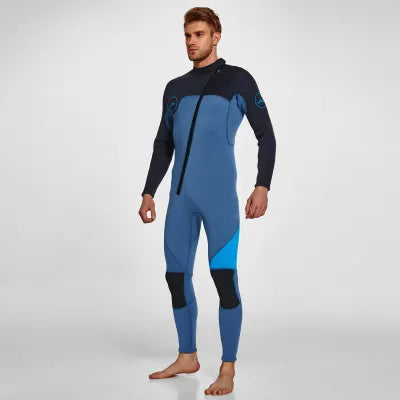Men's 3mm Full Wetsuit for Surfing Diving & Cold Water Swimming – Front-Zip Neoprene Suit with UV Protection and Flexible Fit(Blue,M)  | Other Colors Available in Store