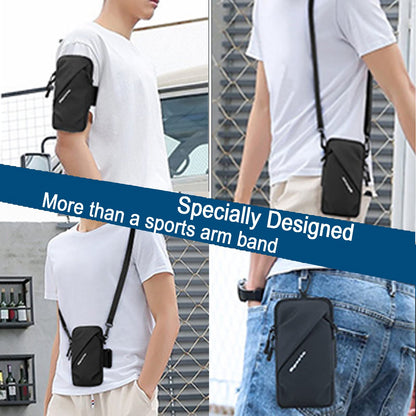Universal Running Phone Arm Band – Waterproof, Dual Pocket, Adjustable Strap, Breathable Mesh, Fits Phones Up to 6.7 Inches, Crossbody & Waist Clip (Black) - Image 3