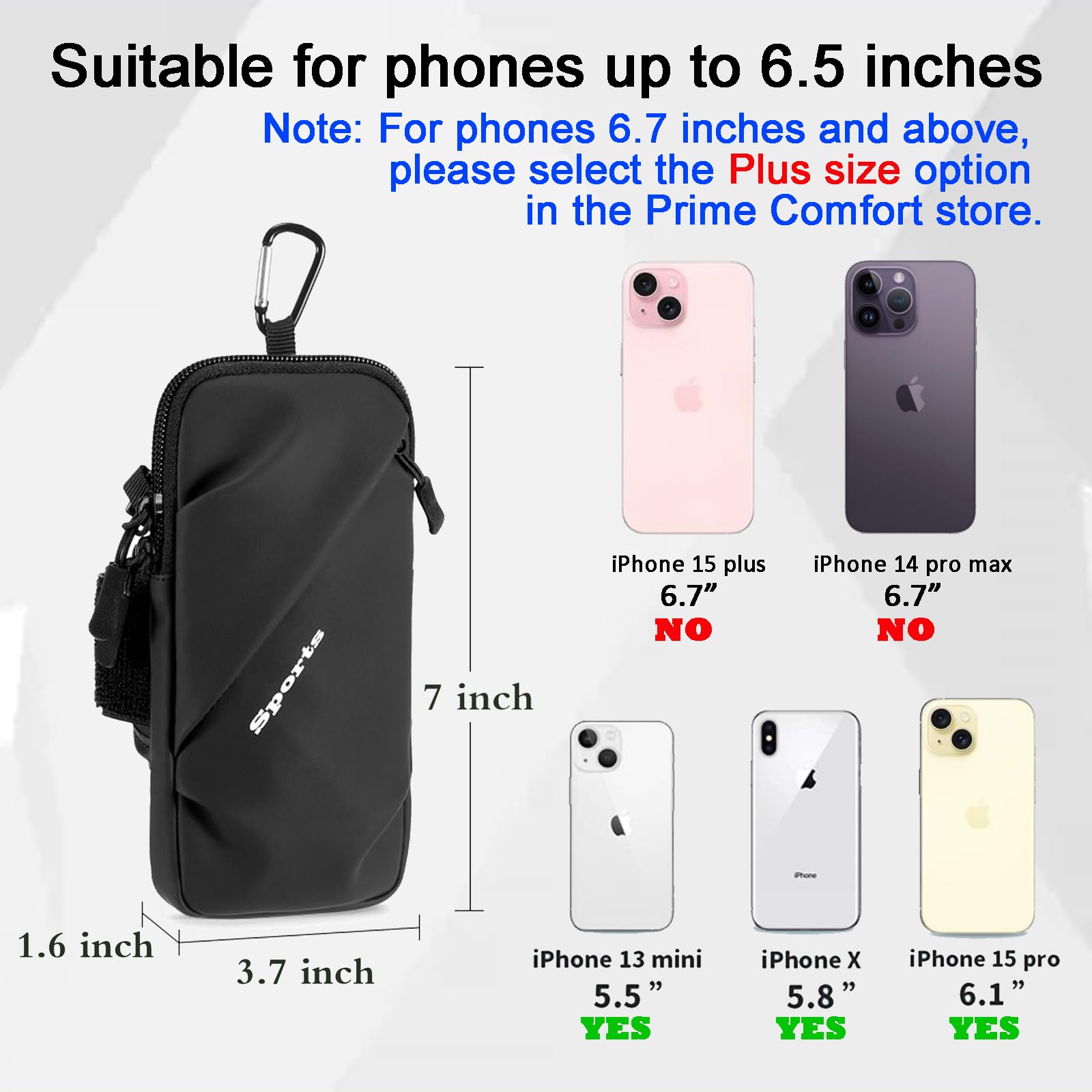 Universal Running Phone Arm Band – Waterproof, Dual Pocket, Adjustable Strap, Breathable Mesh, Fits Phones Up to 6.7 Inches, Crossbody & Waist Clip (Black) - Image 5