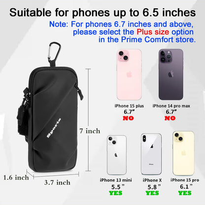 Universal Running Phone Arm Band – Waterproof, Dual Pocket, Adjustable Strap, Breathable Mesh, Fits Phones Up to 6.7 Inches, Crossbody & Waist Clip (Black) - Image 5