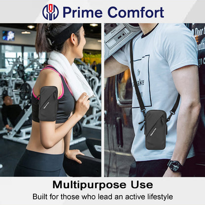 Universal Running Phone Arm Band – Waterproof, Dual Pocket, Adjustable Strap, Breathable Mesh, Fits Phones Up to 6.7 Inches, Crossbody & Waist Clip (Black) - Image 6