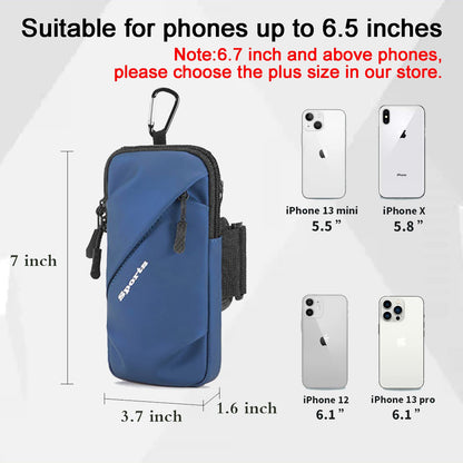 Universal Running Phone Arm Band – Waterproof, Dual Pocket, Adjustable Strap, Breathable Mesh, Fits Phones Up to 6.7 Inches, Crossbody & Waist Clip (Blue) - Image 5