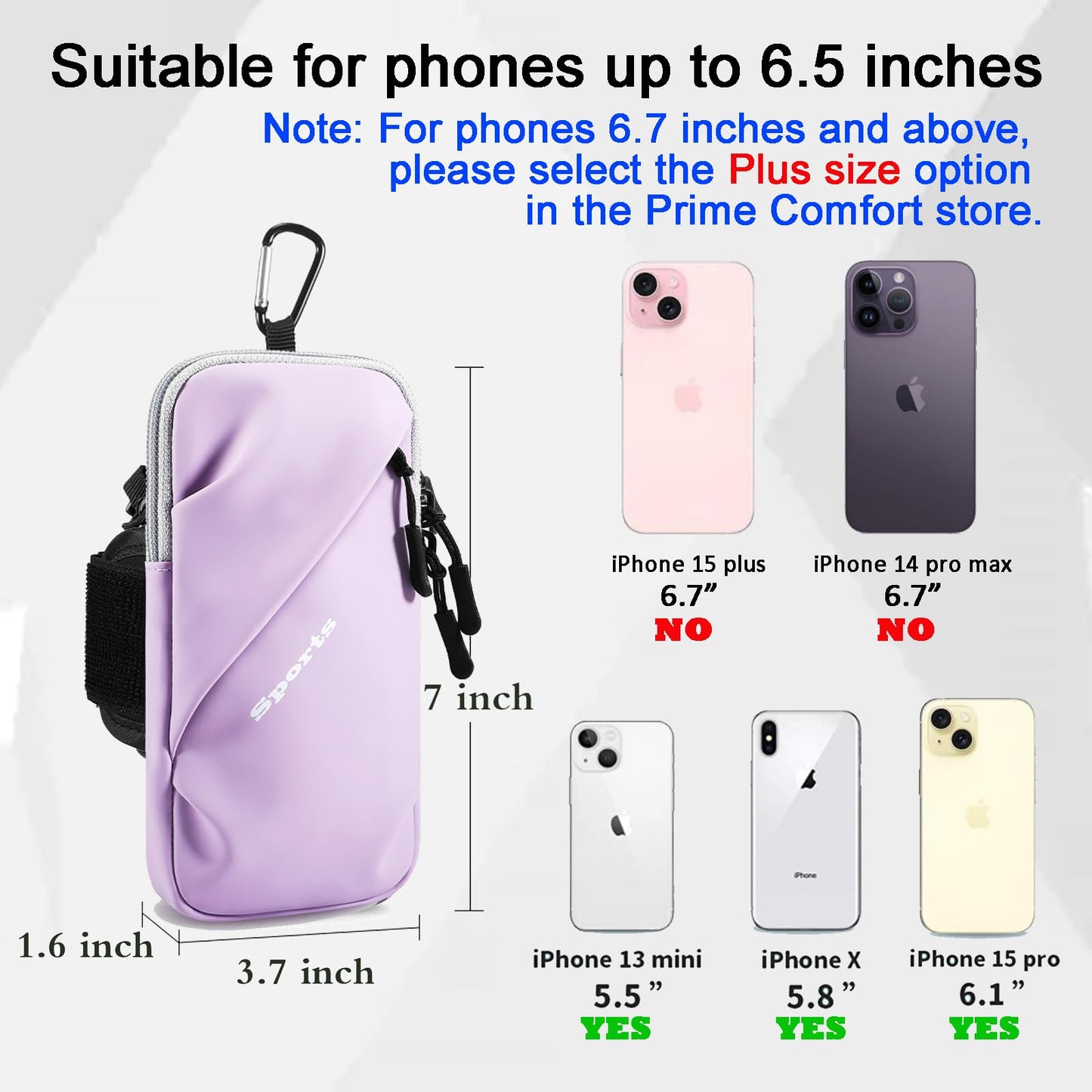 Universal Running Phone Arm Band – Waterproof, Dual Pocket, Adjustable Strap, Breathable Mesh, Fits Phones Up to 6.7 Inches, Crossbody & Waist Clip (Purple) - Image 5