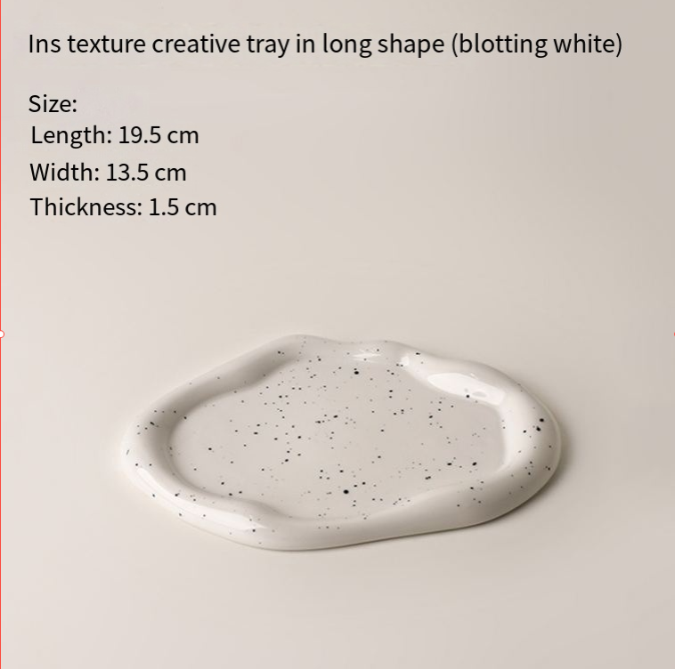 Speckled White Ceramic Tray Set (Round+Long+Irregular) – Jewelry Organizer & Fruit Dish for Home Decor | Other Styles Available in Store - Image 5