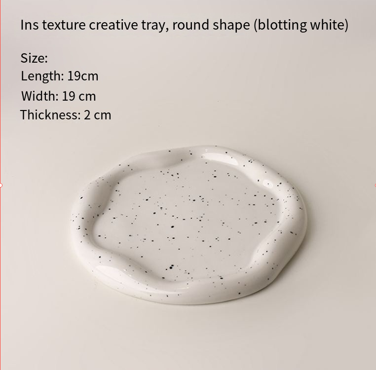 Speckled White Ceramic Tray Set (Round+Long+Irregular) – Jewelry Organizer & Fruit Dish for Home Decor | Other Styles Available in Store - Image 6