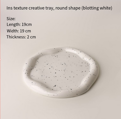 Speckled White Ceramic Tray Set (Round+Long+Irregular) – Jewelry Organizer & Fruit Dish for Home Decor | Other Styles Available in Store - Image 6