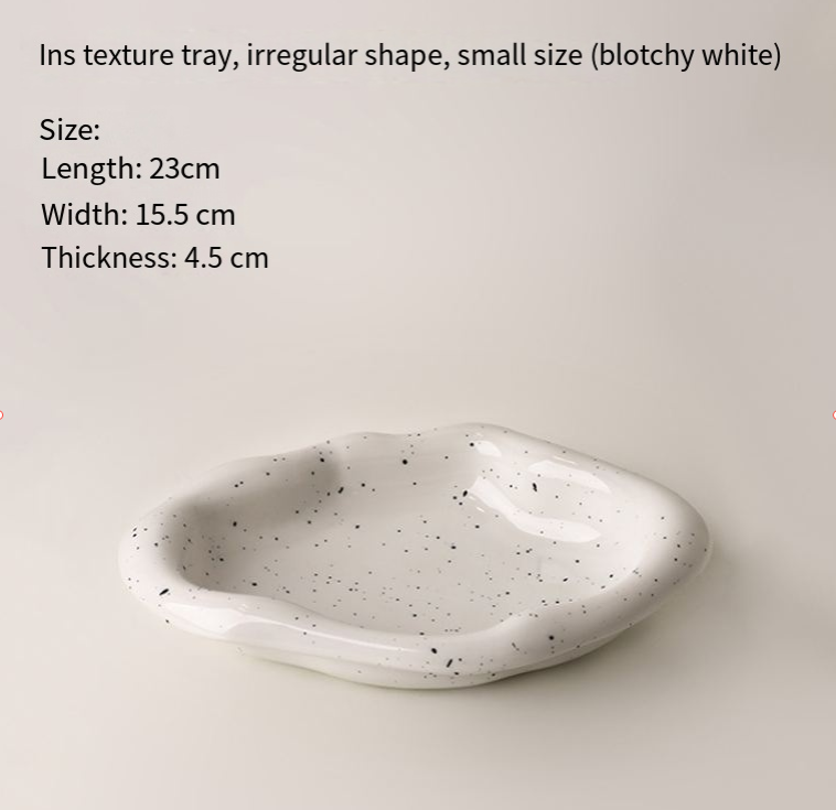 Speckled White Ceramic Tray Set (Round+Long+Irregular) – Jewelry Organizer & Fruit Dish for Home Decor | Other Styles Available in Store - Image 7