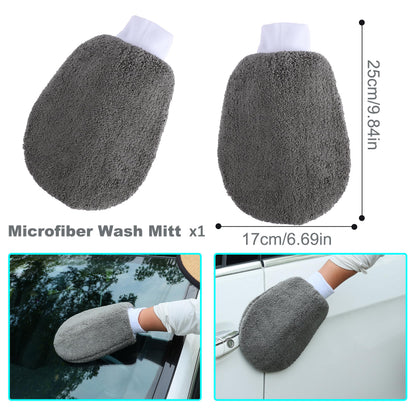Multi-Use Car Cleaning Kit – 9-Piece Auto Detailing Set with Wash Mitt, Wheel Brush, Microfiber Cloths, Sponge, Applicator Pads, Storage Bag (Gray) - Image 4