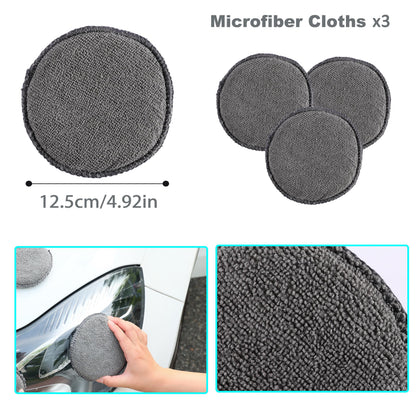 Multi-Use Car Cleaning Kit – 9-Piece Auto Detailing Set with Wash Mitt, Wheel Brush, Microfiber Cloths, Sponge, Applicator Pads, Storage Bag (Gray) - Image 7