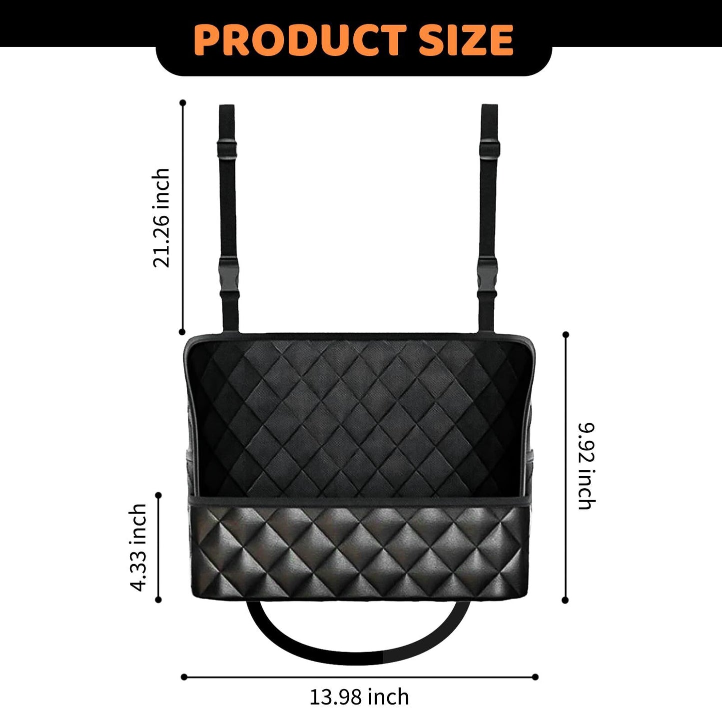 Car Seat Storage Bag: PU Leather Organizer with Hooks – Pet Barrier, Safe Driving Storage for Wallets/Phones (Black) - Image 2