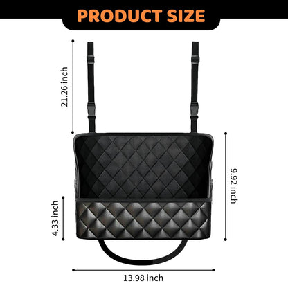 Car Seat Storage Bag: PU Leather Organizer with Hooks – Pet Barrier, Safe Driving Storage for Wallets/Phones (Black) - Image 2