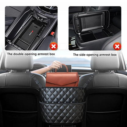 Car Seat Storage Bag: PU Leather Organizer with Hooks – Pet Barrier, Safe Driving Storage for Wallets/Phones (Black) - Image 6