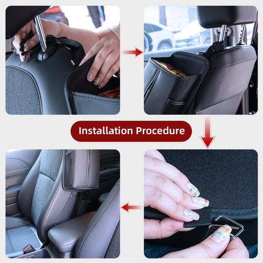 Car Seat Storage Organizer: Side-Mount Tissue Holder with Mesh Pockets – Waterproof Cup/Wallet Organizer for Cars/SUVs (Black) - Image 4