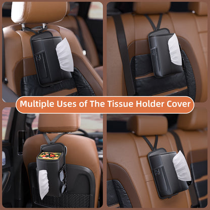 Car Seat Storage Organizer: Side-Mount Tissue Holder with Mesh Pockets – Waterproof Cup/Wallet Organizer for Cars/SUVs (Black) - Image 7
