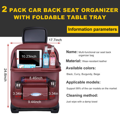 Car Back Seat Organizer with Foldable Table Tray – Universal Rear Seat Storage Bag, Multi-Pocket Holder for Tablet, Drinks & Essentials (Red) - Image 2