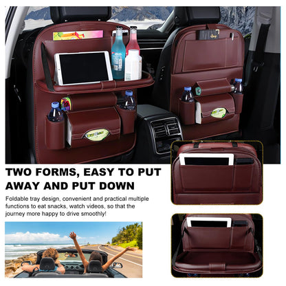 Car Back Seat Organizer with Foldable Table Tray – Universal Rear Seat Storage Bag, Multi-Pocket Holder for Tablet, Drinks & Essentials (Red) - Image 4