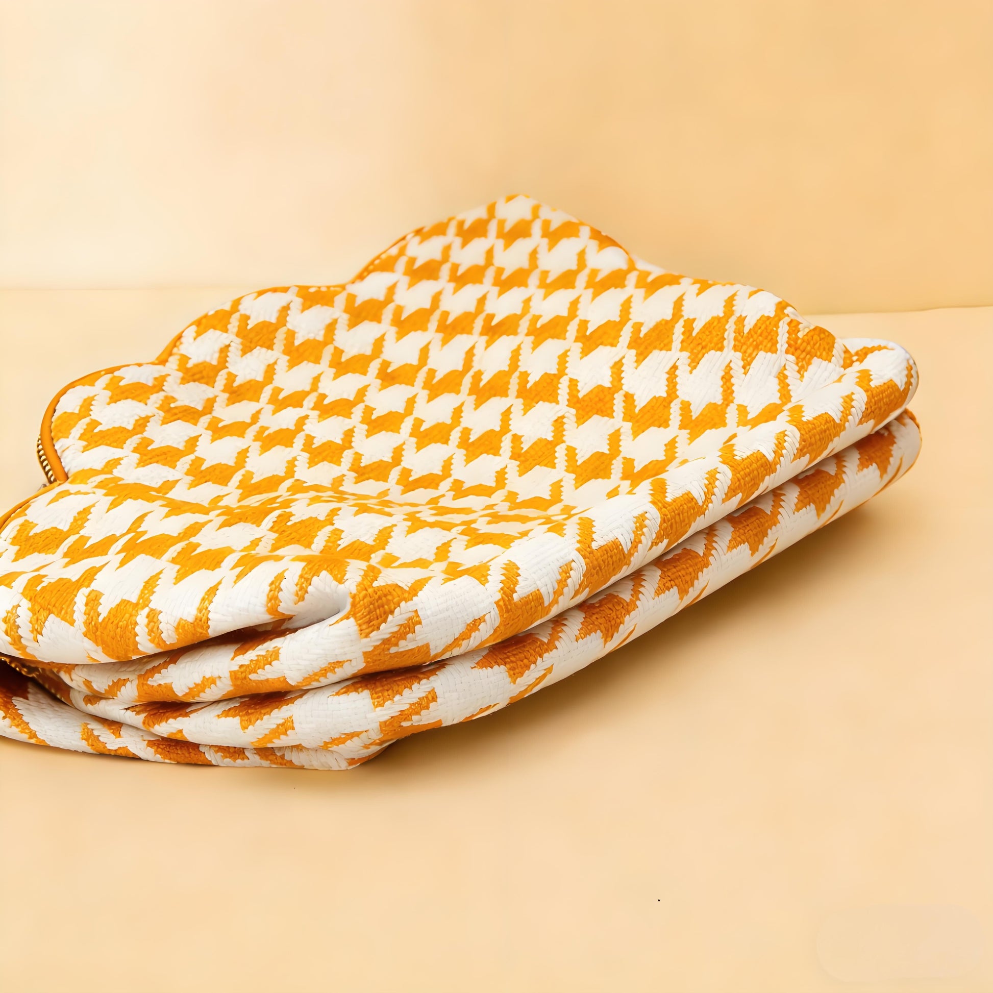 Houndstooth Knit Cloud Bag: Commute & Daily Handbag, Portable Storage Clutch (Mango Yellow) | Other Colors Available in Store - Image 5