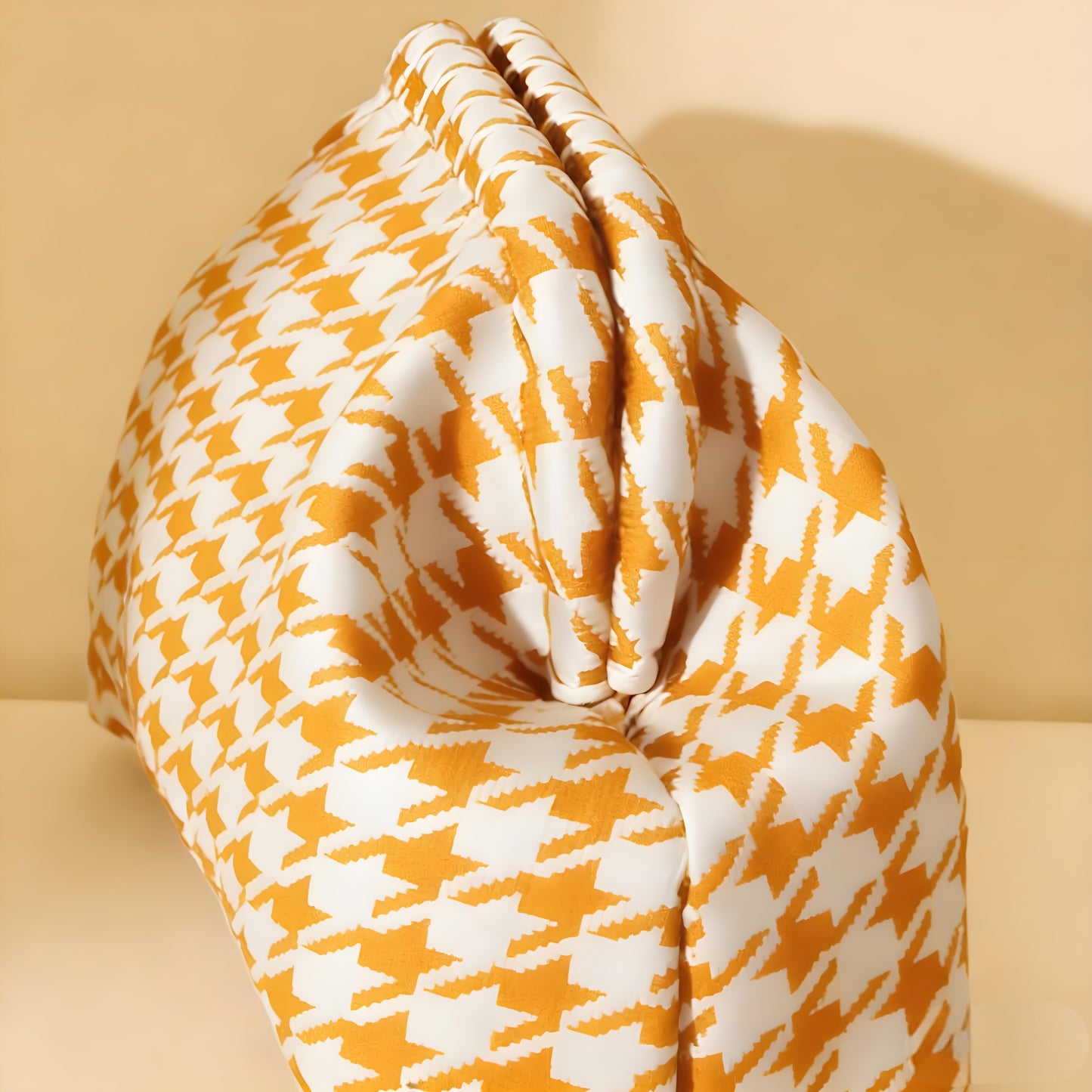 Houndstooth Knit Cloud Bag: Commute & Daily Handbag, Portable Storage Clutch (Mango Yellow) | Other Colors Available in Store - Image 7