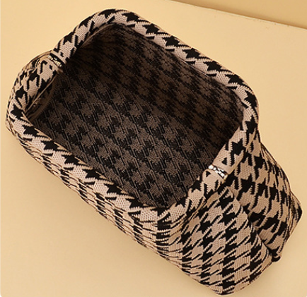 Houndstooth Knit Cloud Bag: Commute & Daily Handbag, Portable Storage Clutch (Khaki) | Other Colors Available in Store - Image 6