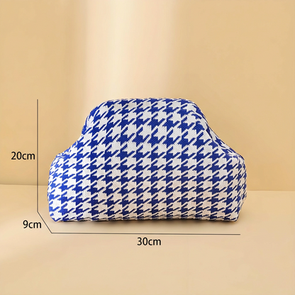 Houndstooth Knit Cloud Bag: Commute & Daily Handbag, Portable Storage Clutch (Blue) | Other Colors Available in Store - Image 2