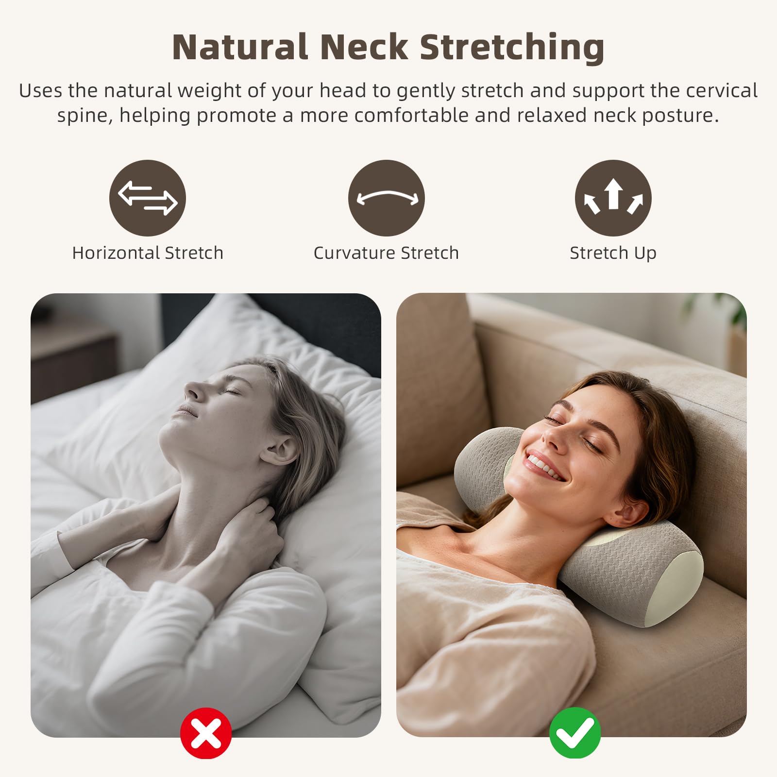 Organic Buckwheat Cervical Pillow – Ergonomic Neck Support for Side and Back Sleepers, Adjustable Firmness with Removable Cover, Natural Pain Relief for Neck and Shoulder Tension (Warm White) - Image 4