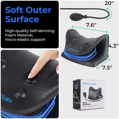 Adjustable Airbag Neck Stretcher – Ergonomic Cervical Traction Pillow with 8 Massage Points for Neck Pain Relief, Portable Spinal Alignment Device for Home, Office, and Travel Use (Black)  - Image 3
