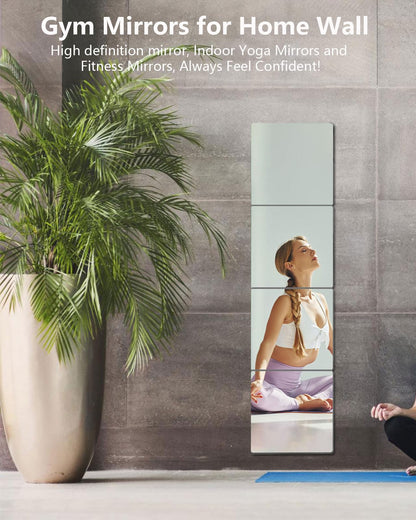 Shatterproof Acrylic Mirror Tiles – 4-Pack Wall Stickers for Kids, Home Gym, Bedroom & Bathroom, Easy Peel-and-Stick Decorative Mirrors with Double-Sided Tape (Silver,12" x 12") - Image 7