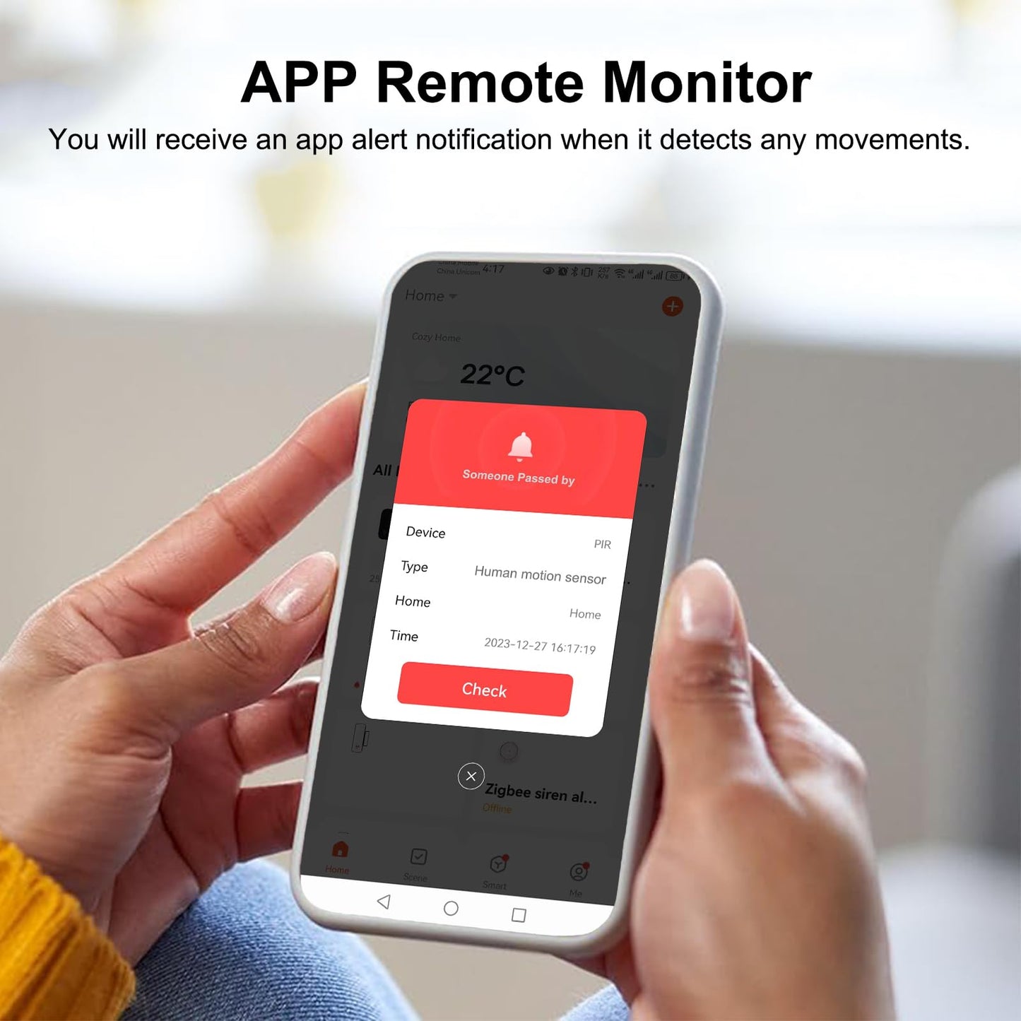 Smart WiFi Motion Sensor with App Alerts – 128° Detection, 6m Range, No Hub Required, Voice Control & Automation (White) - Image 5