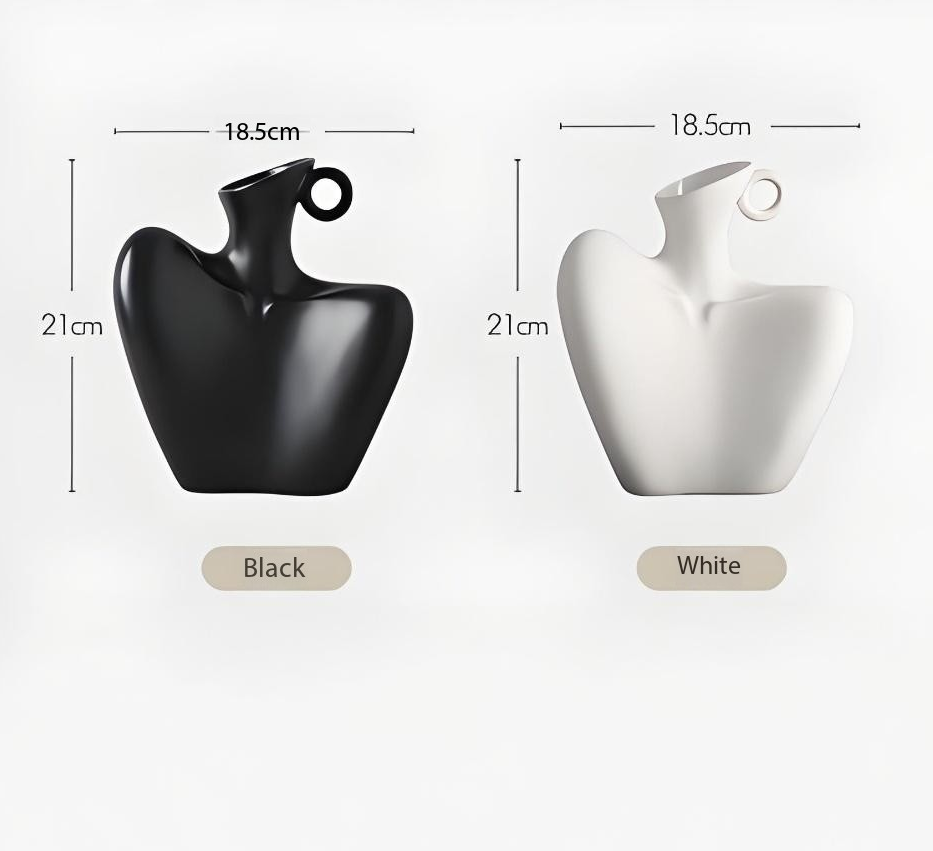 Wabi-Sabi Human Form Vase Set (Black & White) – Artistic Home Decor for Flowers | Other Luxury Styles Available in Store - Image 8
