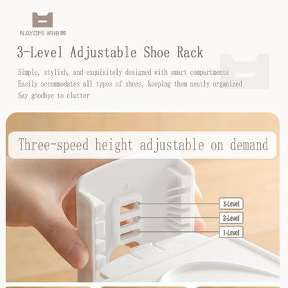 Adjustable Shoe Rack Organizer, 10-Pack Stackable Shoe Shelf for Closet Storage – Space-Saving Double Layer Shoe Holder with 3-Level Height Adjustment (White) - Image 3