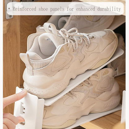 Adjustable Shoe Rack Organizer, 10-Pack Stackable Shoe Shelf for Closet Storage – Space-Saving Double Layer Shoe Holder with 3-Level Height Adjustment (White) - Image 5
