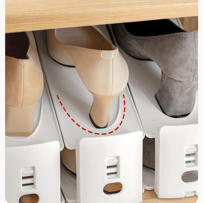 Adjustable Shoe Rack Organizer, 10-Pack Stackable Shoe Shelf for Closet Storage – Space-Saving Double Layer Shoe Holder with 3-Level Height Adjustment (White) - Image 6