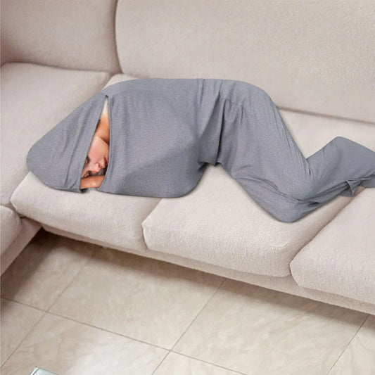 Hooded Sleep Pod: Adults Wearable Blanket – Comfy Hooded Cocoon, Cooling, Machine Washable (Grey, 170×40cm) - Image 2