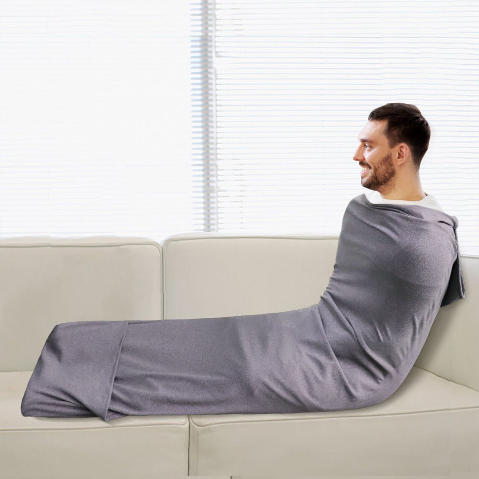 Hooded Sleep Pod: Adults Wearable Blanket – Comfy Hooded Cocoon, Cooling, Machine Washable (Grey, 170×40cm) - Image 5