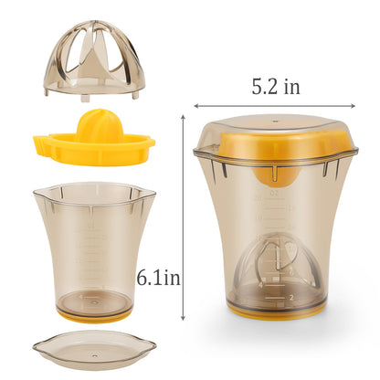 Handheld Citrus Juicer with Dual Reamer & 20oz Measuring Cup – Manual Lemon, Lime, Orange, Grapefruit Squeezer with Anti-Slip Base and Filtered Spout (Yellow) - Image 3