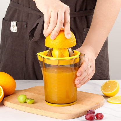 Handheld Citrus Juicer with Dual Reamer & 20oz Measuring Cup – Manual Lemon, Lime, Orange, Grapefruit Squeezer with Anti-Slip Base and Filtered Spout (Yellow) - Image 6