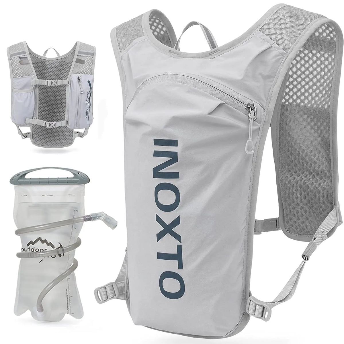 Ultra-Light Hydration Running Vest Backpack – 1.5L Water Capacity, Breathable Mesh Design for Cycling, Hiking & Marathon (Grey) | Other Colors Available in Store