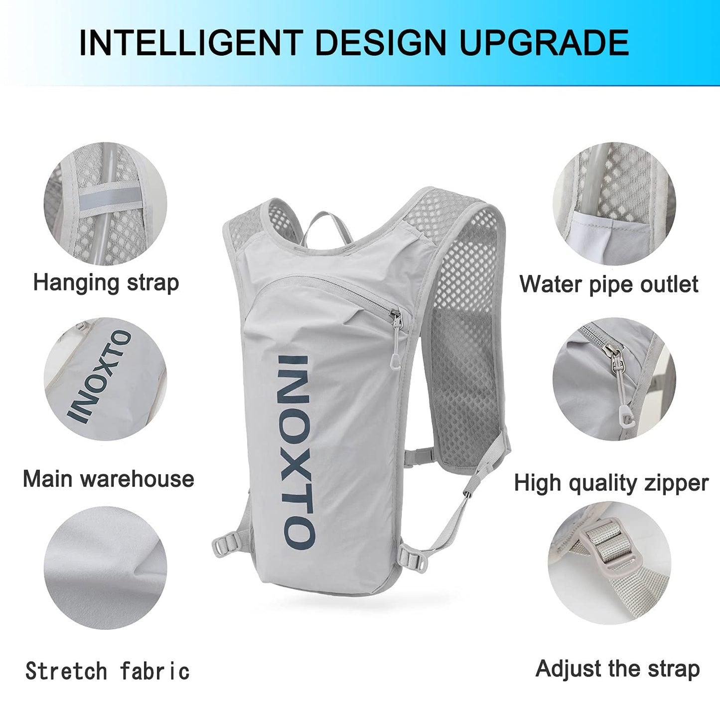 Ultra-Light Hydration Running Vest Backpack – 1.5L Water Capacity, Breathable Mesh Design for Cycling, Hiking & Marathon (Grey) | Other Colors Available in Store - Image 2