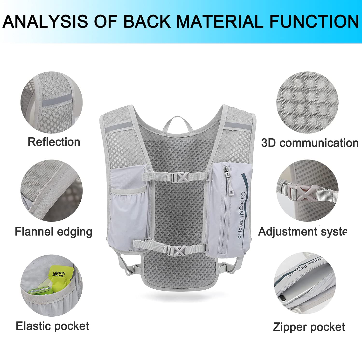 Ultra-Light Hydration Running Vest Backpack – 1.5L Water Capacity, Breathable Mesh Design for Cycling, Hiking & Marathon (Grey) | Other Colors Available in Store - Image 3